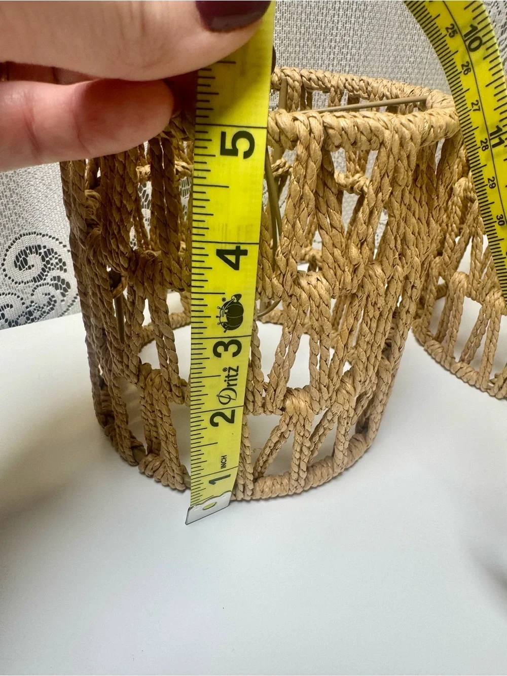 Natural Jute Rope Lamp Shades - Set of 2. Boho style.